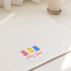 바이빔 부드러운 젤리베어 자수 발매트, 아이보리