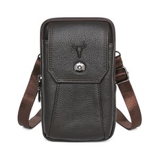 BLUEMOUNT 牛皮迷你斜背手機包 Z346-4B, 深棕色