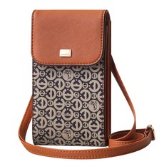 MARCO POLO 花紋印花迷你斜背手機包 MP3486, 馬球棕色