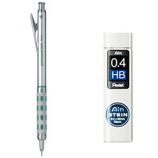 Pentel 飛龍文具 Graph Gear 1000 自動鉛筆 PG1014 + Ain Stein 自動鉛筆芯 HB 套組, 0.4mm, 1套