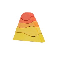 Oka Morra山脈疊疊樂Valdorof原木積木教具玩具 5入, 紅色的