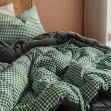 HELLOSLEEP 牛奶格紋超細纖維鋪棉被套組