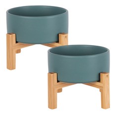 DING DONG PET 寵物現代大理石陶瓷餐具 2層 1口 一般型 L, 綠色, 2個