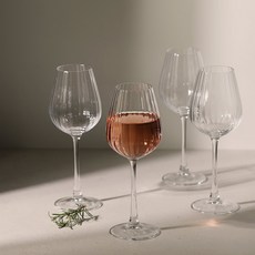 이우아여사 크리스탈 플리츠 와인잔, 4개, 350ml