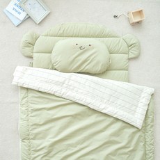 孩童一體式大象造型午睡被+床墊+枕頭+薄床單組, 薄荷綠