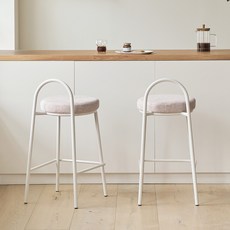 메종드꼼마 누보 바스툴 홈바 의자 2개, 크림화이트, 1세트