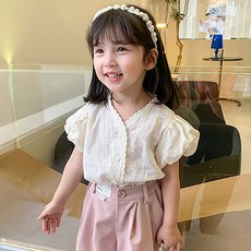 Contikids 女童公主荷葉邊短袖襯衫