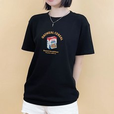 험블스튜디오 여성용 통기성 시리얼 프린팅 여름 얇은 면 32수 반팔 티셔츠 KK_77_083