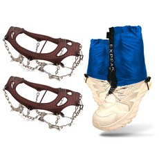 X Peak 11P冰爪+Trail短緊身褲組, 棕色(冰爪)、藍色(鞋口)