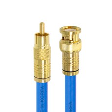 Soltop 韓國製 高級型 鍍金 RCA TO BNC 5C 壓接式 防水 電視同軸電纜 藍色, SOLTOP-907