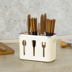 묘먀미 벽걸이 숟가락 젓가락 분리형 수저통 FM084, 화이트, 1개