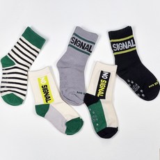 키즈퓨처 유아동 디어삭스 트윈스 중목 양말 5족 세트