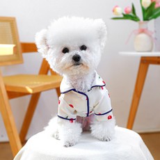 I LOVE PET 寵物 Tars 櫻桃圖案睡衣, 白色, 1個