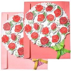 2Youngdesign 玫瑰花束捲軸信紙, 隨機出貨, 2個