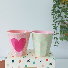 2 件套 Rice Baby Cups, 1套, 心,淡綠色花