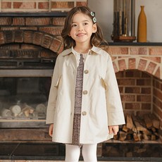 OWLEYBARN 女童荷葉邊裝飾棉質風衣外套