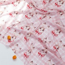 人造絲夏季布料 蝴蝶結兔子款