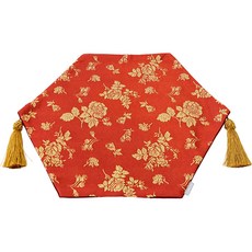 LASSLEY 蕾絲妮 六角桌墊 玫瑰戀曲 桔, 橘紅色, 1個, 40 x 32cm