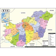 Map.Come 行政塗層匈牙利地圖 110 x 78cm, 1個