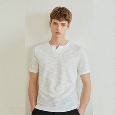 마에스트로투모로우 남성용 슬럽 헨리넥 라운드 반팔 티셔츠 MATS2B953