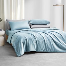 J-bedtime 床寢時光 素色天柔絲石墨烯鋪棉兩用被床包組 SWMG7707S