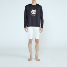 soleil 男士寬鬆版型長袖防磨衣 + 基本款五分水上運動緊身褲套裝