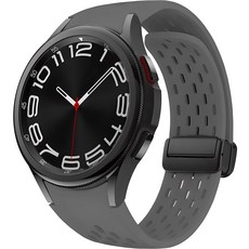 HAMATE Galaxy Watch 多孔 磁吸扣環 矽膠錶帶, 深灰色, 1個