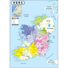 Map.Come 描邊塗漆的愛爾蘭地圖 78 x 110cm, 1個