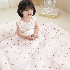 Bamboo Bebe 涼感分離式四季用午睡墊被枕3件組, 粉色(草莓)