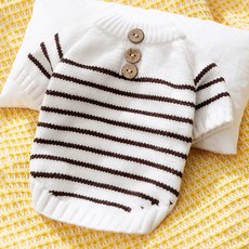 Atipet 寵物條紋鈕扣毛衣, 1個, 白色