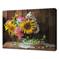ECO SOLE 自助繪畫 夏日向日葵靜物 22色 靜物畫 名畫繪製 DIY 30 x 40 cm, 混合色, 1個