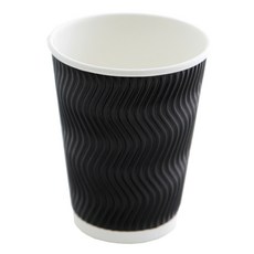 隔熱波浪紙杯 黑色 360ml, 50件, 1套