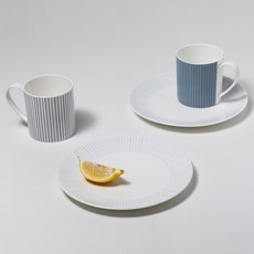 한국도자기 코지 스넥 식기세트 4p, 블루, 1세트, 머그 2종 + 접시 21cm 2p