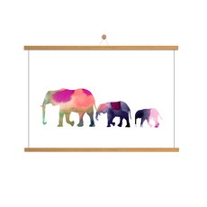 室內裝飾海報圖 大象G + 木質掛軸, 摩卡木