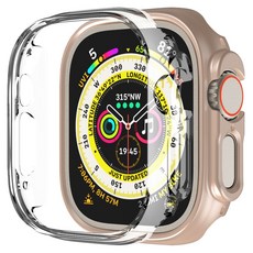모란카노 슬림 애플워치 울트라 호환 케이스 49mm 2종 세트, 투명, 골드, 1개