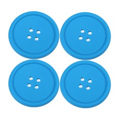 方便清洗的軟Q超大杯墊 4入, 藍色