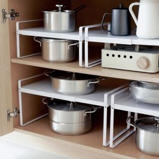 이우아여사 길이조절 탄소강 뉴슬라이드 주방정리선반, 화이트, 1개