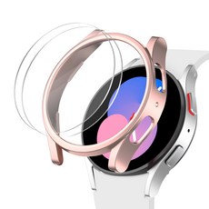ITS LIFE Galaxy Watch 9H 鋼化玻璃保護膜 2入 + 錶圈保護殼組, 玫瑰金(保護殼)