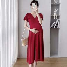 ALL NINE A-Hope孕婦V領短袖連身裙