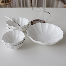 Bloom at home 花瓣造型碗5件組, 白色, 單品, 1組