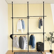 LIVING HAPPY 韓國製造 Virtue Nine Light 25mm 安裝型4層掛衣架, 黑色