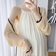 그물 리본 퓨어 임산부 볼레로 카디건