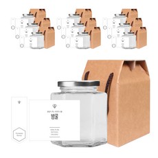 六角蜂蜜罐730g+銀蓋隨機出貨+簡約栗子蜂蜜L貼+印章+盒裝, 10組