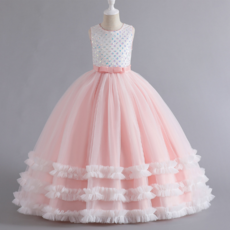 오렌지다몸 여아용 오로라 비즈 리본 프릴 샤 드레스