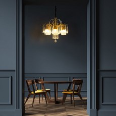 WONHA 水晶利曼6燈吊燈, 金色