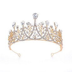 Estella自助婚紗彩色皇冠新娘髮箍 opu258, 1個, 金色