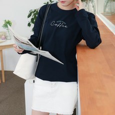 험블스튜디오 여성용 통기성 레터링 이너 면 긴팔 티셔츠 FF_178