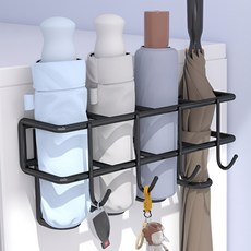 Bonaraon 鐵製壁掛式雨傘架 4掛鉤, 1個, 03 黑色