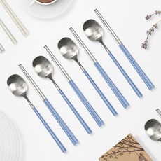 RAONNURI Reve 彩色湯匙筷子組, 湯匙 4p + 筷子 4p, 天空藍, 1套