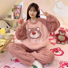 2'nd Pink 女性柔軟拉克蘭袖束口褲超細纖維睡眠睡衣上下套裝